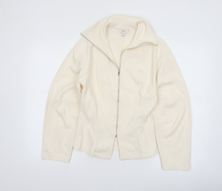 Marks and Spencer Women's Ivory Cotton Blend Zip Jacket Size 8