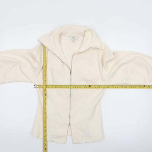 Marks and Spencer Women's Ivory Cotton Blend Zip Jacket Size 8