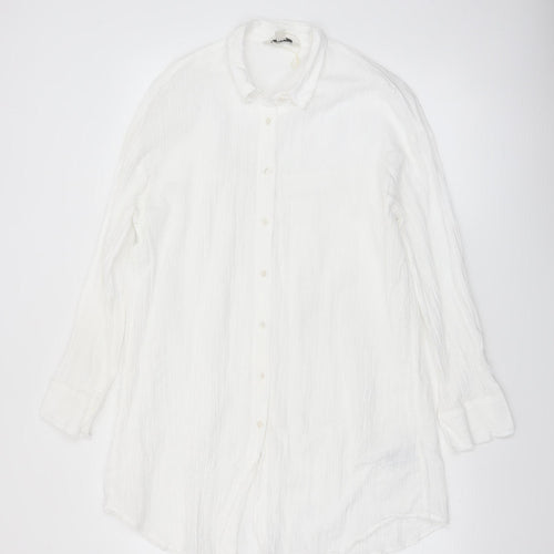 Marks and Spencer Women’s White Long Cotton Linen Coatigan Size 8
