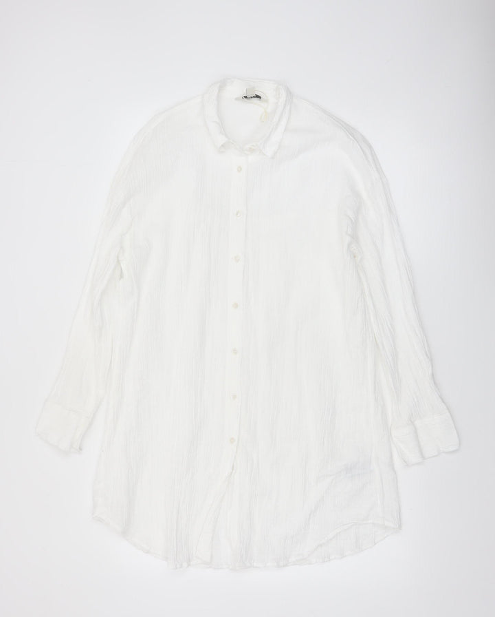 Marks and Spencer Women’s White Long Cotton Linen Coatigan Size 8