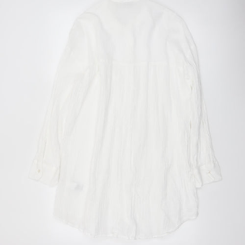 Marks and Spencer Women’s White Long Cotton Linen Coatigan Size 8