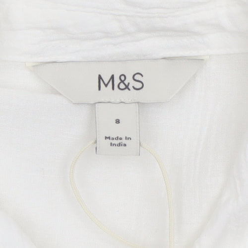 Marks and Spencer Women’s White Long Cotton Linen Coatigan Size 8