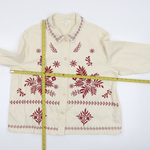 Marks and Spencer Per Una Women Beige Embroidered Cotton Jacket Size 16
