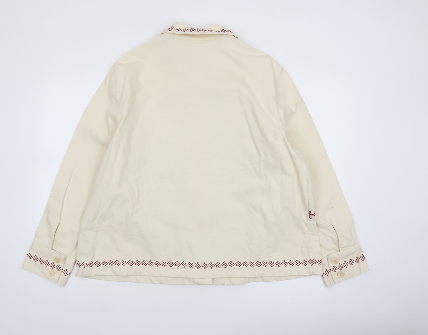 Marks and Spencer Per Una Women Beige Embroidered Cotton Jacket Size 16