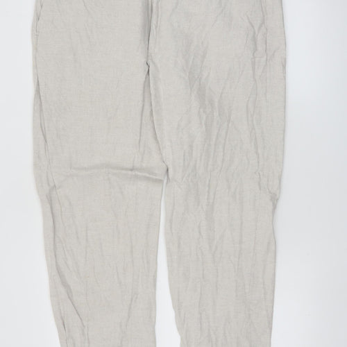 Marks and Spencer Men's Beige Linen Blend Chino Trousers 38x29 Regular Fit
