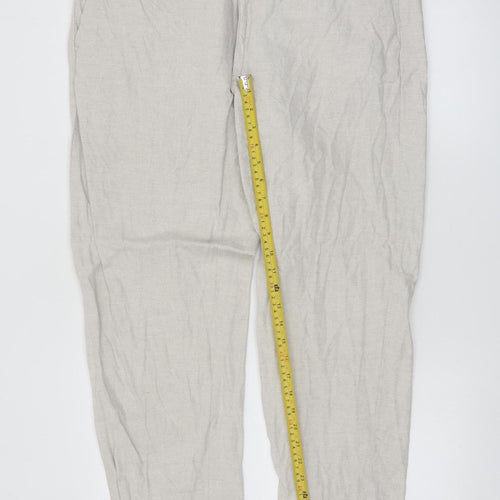 Marks and Spencer Men's Beige Linen Blend Chino Trousers 38x29 Regular Fit