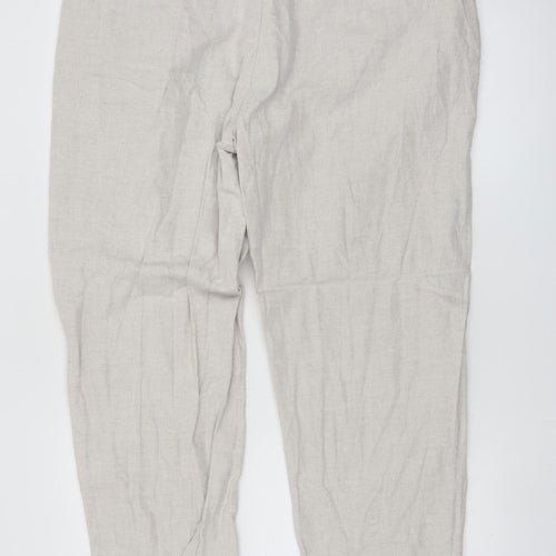 Marks and Spencer Men's Beige Linen Blend Chino Trousers 38x29 Regular Fit