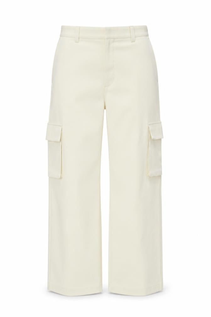 Front view of NA-KD Women's Ivory Cargo Straight Leg Trousers, size 6