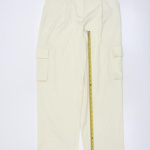 NA-KD Women's Ivory Cargo Straight Leg Trousers Size 6