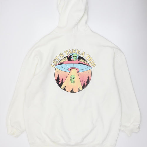 New Look Men’s White Alien Graphic Pullover Hoodie Size M