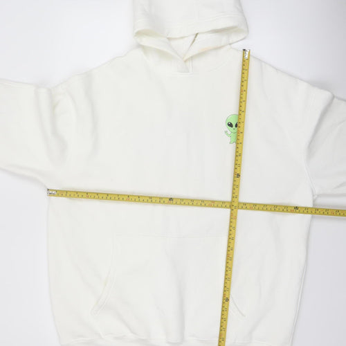New Look Men’s White Alien Graphic Pullover Hoodie Size M