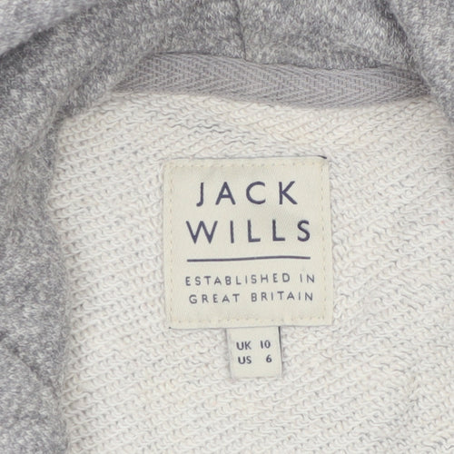 Jack Wills Womens Grey Pullover Hoodie UK 10 Cotton Blend