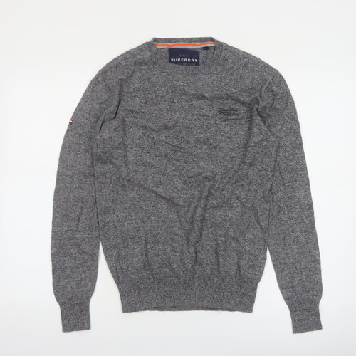 Superdry Men's Grey Cotton Cashmere Crew Neck Jumper Size S