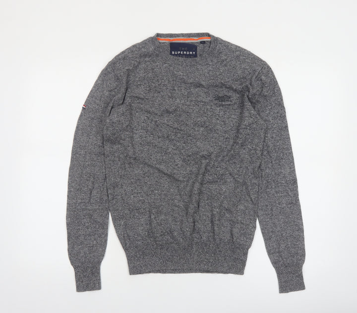 Superdry Men's Grey Cotton Cashmere Crew Neck Jumper Size S