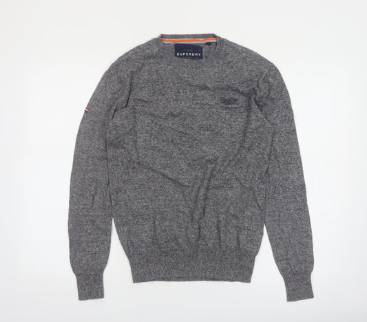 Superdry Men's Grey Cotton Cashmere Crew Neck Jumper Size S