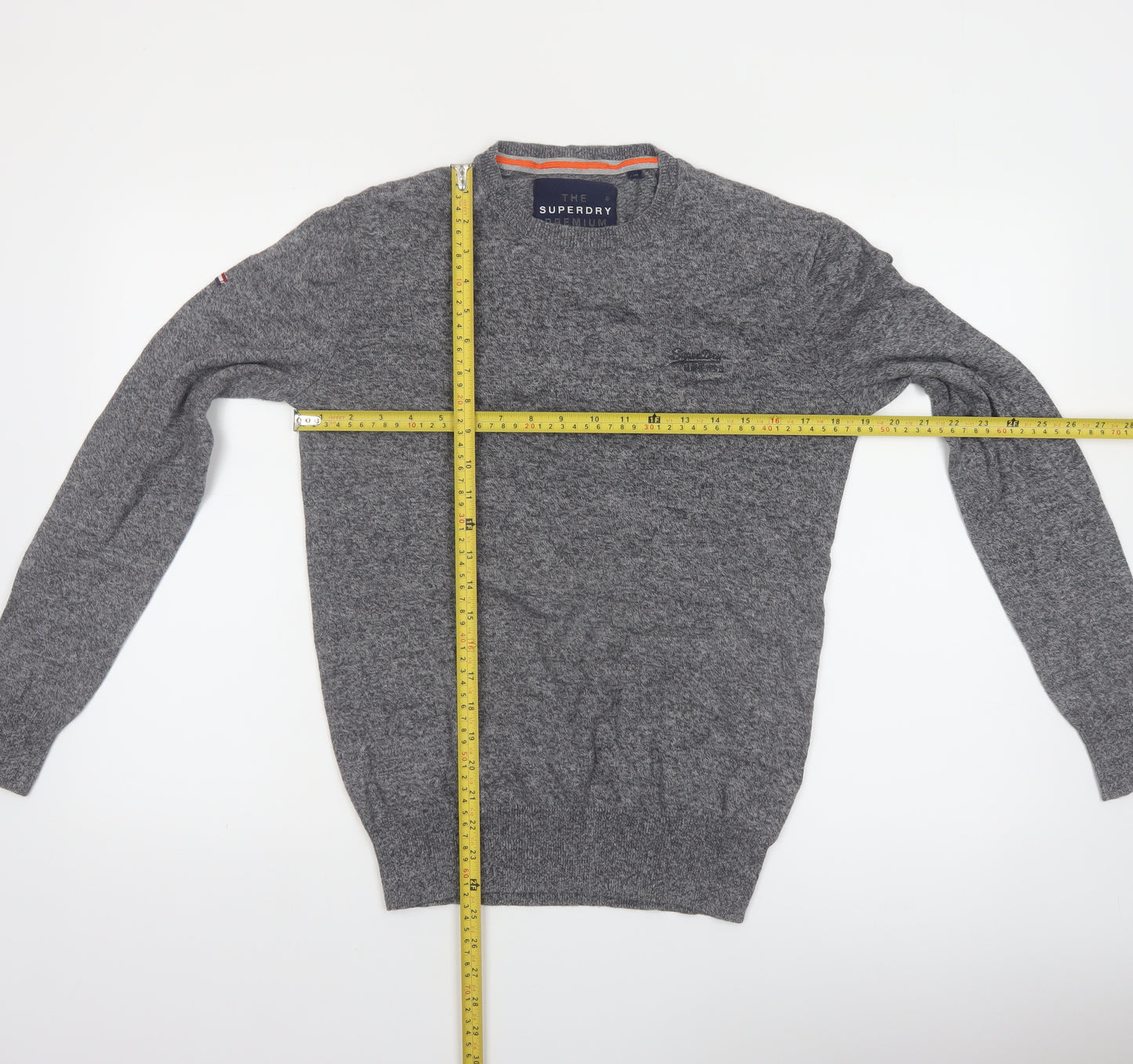 Superdry Men's Grey Cotton Cashmere Crew Neck Jumper Size S