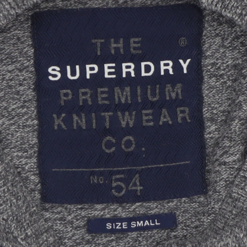 Superdry Men's Grey Cotton Cashmere Crew Neck Jumper Size S