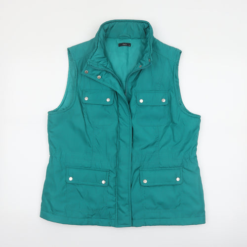M&Co Womens Green Size 14 Sleeveless Padded Waistcoat Gilet