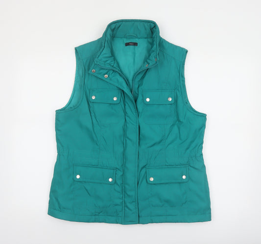 M&Co Womens Green Size 14 Sleeveless Padded Waistcoat Gilet