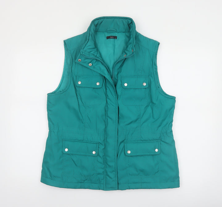 M&Co Womens Green Size 14 Sleeveless Padded Waistcoat Gilet