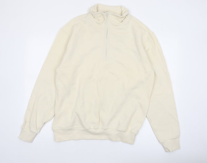 Atlant Mens Beige 1/4 Zip High Neck Sweatshirt Size L