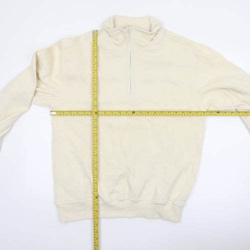 Atlant Mens Beige 1/4 Zip High Neck Sweatshirt Size L