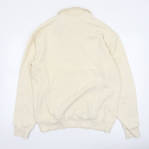 Atlant Mens Beige 1/4 Zip High Neck Sweatshirt Size L