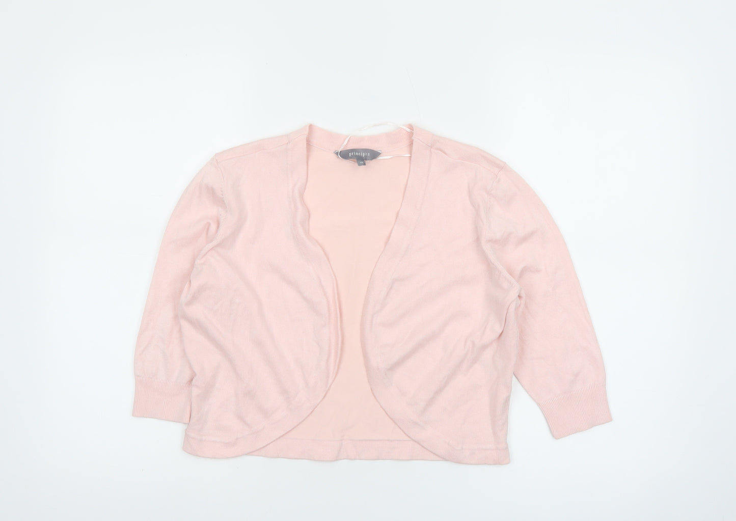 Principles Women Pink 3/4 Sleeve Open Front Knit Cardigan Size 14