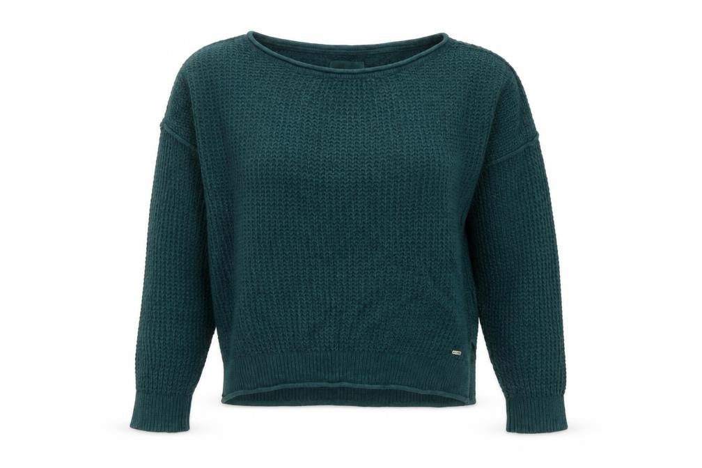 Hollister Womens Green Waffle Knit Long Sleeve Pullover Jumper XS