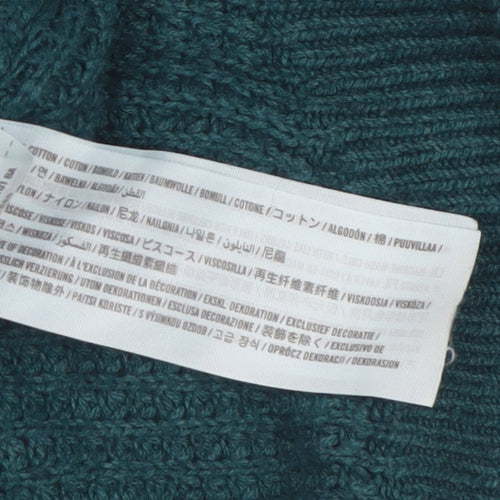 Hollister Womens Green Waffle Knit Long Sleeve Pullover Jumper XS