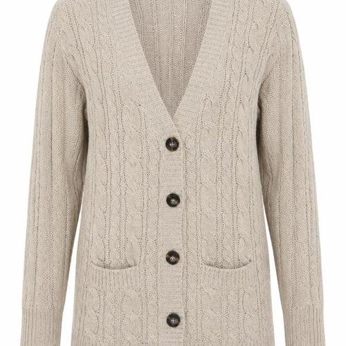 Zara Women Beige Cable-Knit Long Sleeve Cardigan S