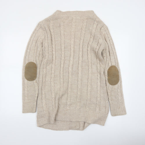 Zara Women Beige Cable-Knit Long Sleeve Cardigan S