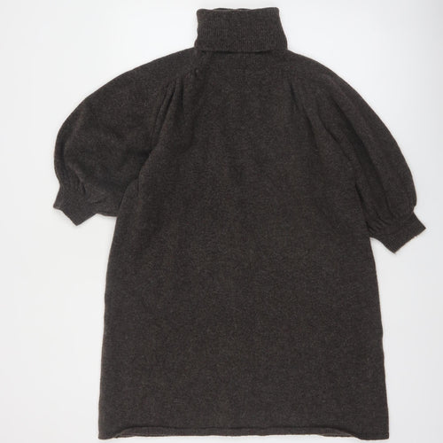 Zara Womens Brown Roll Neck Relaxed Fit Wool Blend Jumper Size 14