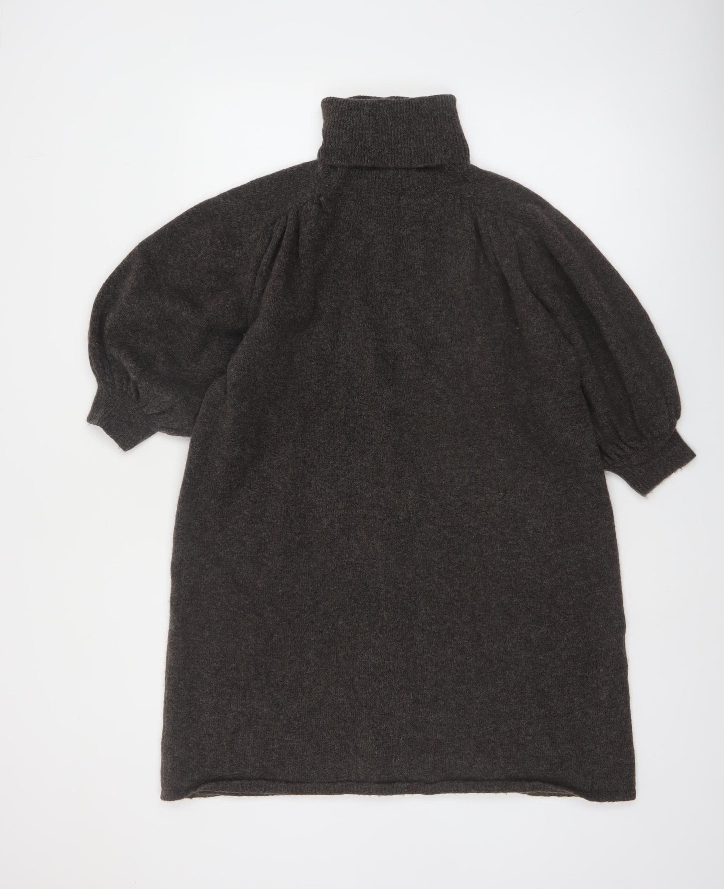 Zara Womens Brown Roll Neck Relaxed Fit Wool Blend Jumper Size 14