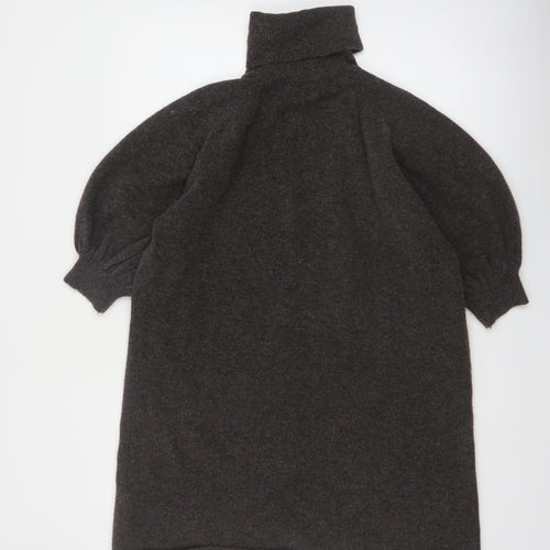 Zara Womens Brown Roll Neck Relaxed Fit Wool Blend Jumper Size 14