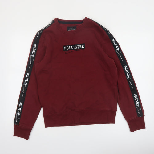 Hollister Men's Burgundy Logo Sweatshirt XS Crew Neck Pullover