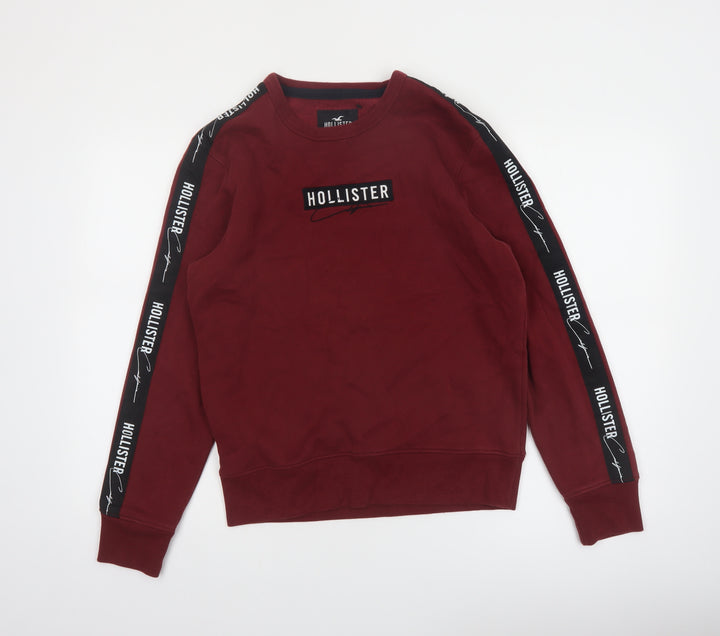 Hollister Men's Burgundy Logo Sweatshirt XS Crew Neck Pullover