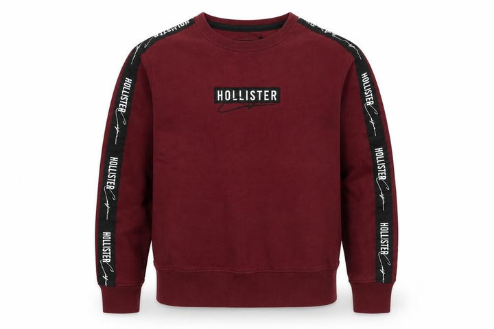 Hollister Men's Burgundy Logo Sweatshirt XS Crew Neck Pullover