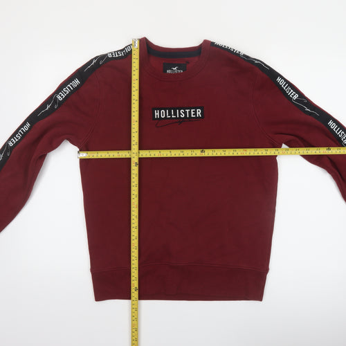 Hollister Men's Burgundy Logo Sweatshirt XS Crew Neck Pullover