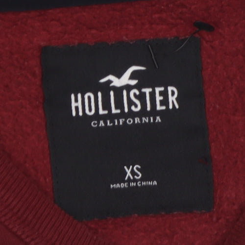 Hollister Men's Burgundy Logo Sweatshirt XS Crew Neck Pullover