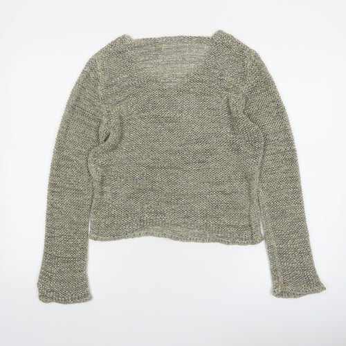 OFFshoot Women's Grey Chunky Knit V-Neck Jumper Size S