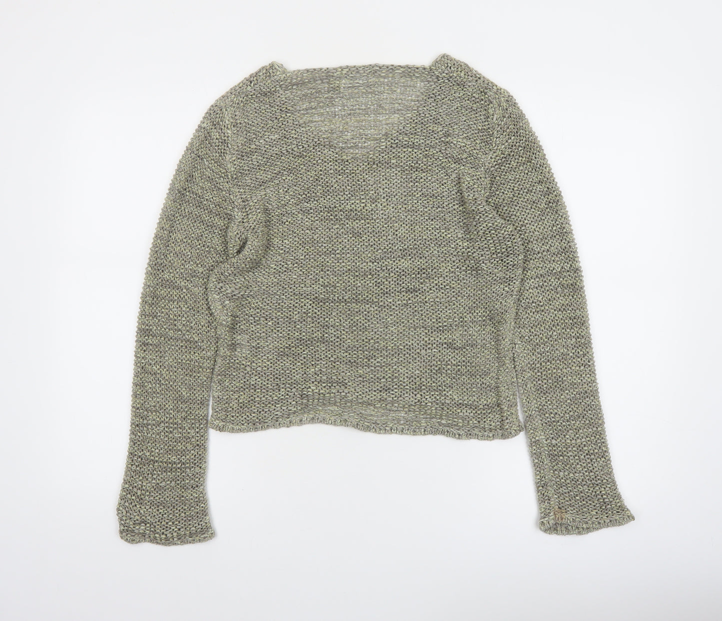 OFFshoot Women's Grey Chunky Knit V-Neck Jumper Size S