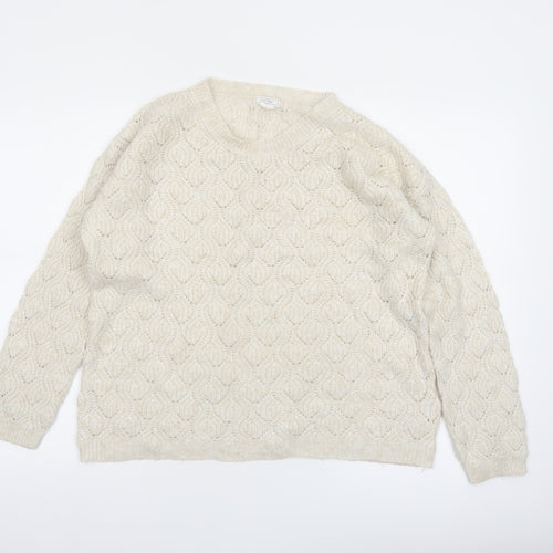 Fat Face Women's Ivory Cable-Knit Pullover Jumper Size 10
