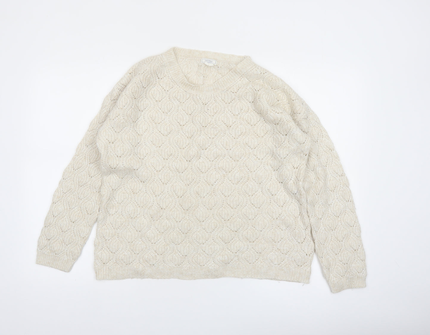 Fat Face Women's Ivory Cable-Knit Pullover Jumper Size 10