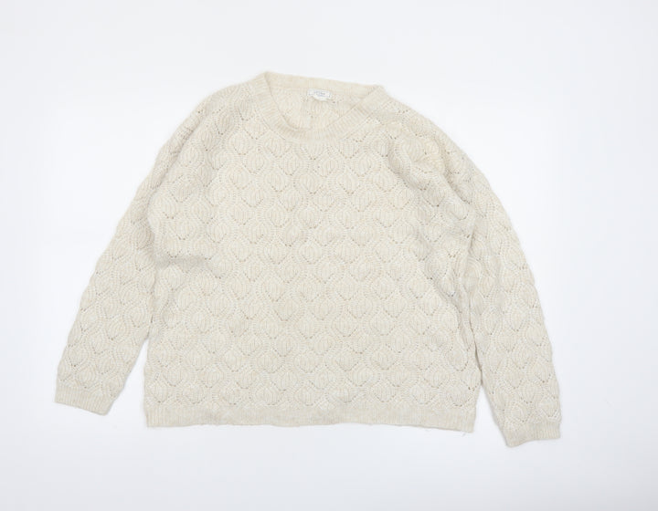 Fat Face Women's Ivory Cable-Knit Pullover Jumper Size 10