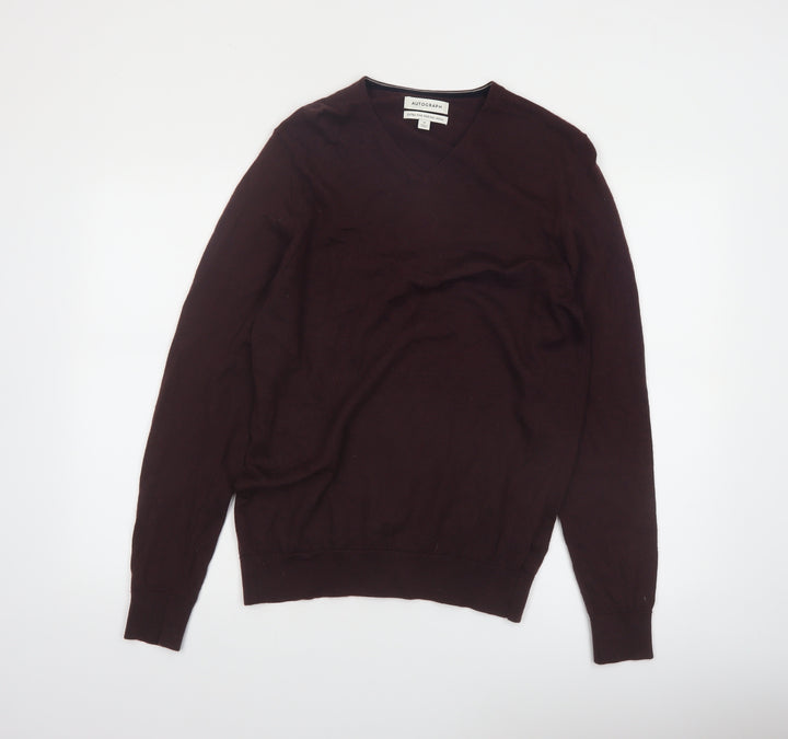 Marks and Spencer Men’s Brown Merino Wool V-Neck Jumper M