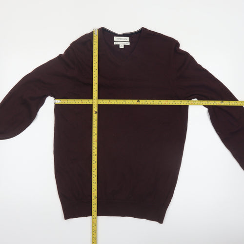 Marks and Spencer Men’s Brown Merino Wool V-Neck Jumper M