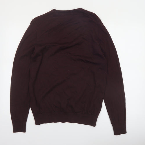 Marks and Spencer Men’s Brown Merino Wool V-Neck Jumper M