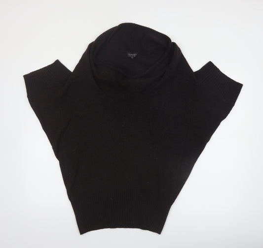 Topshop Women Black Wool Blend Cowl Neck Short Sleeve Jumper UK 6