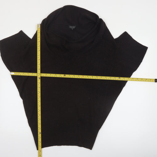 Topshop Women Black Wool Blend Cowl Neck Short Sleeve Jumper UK 6